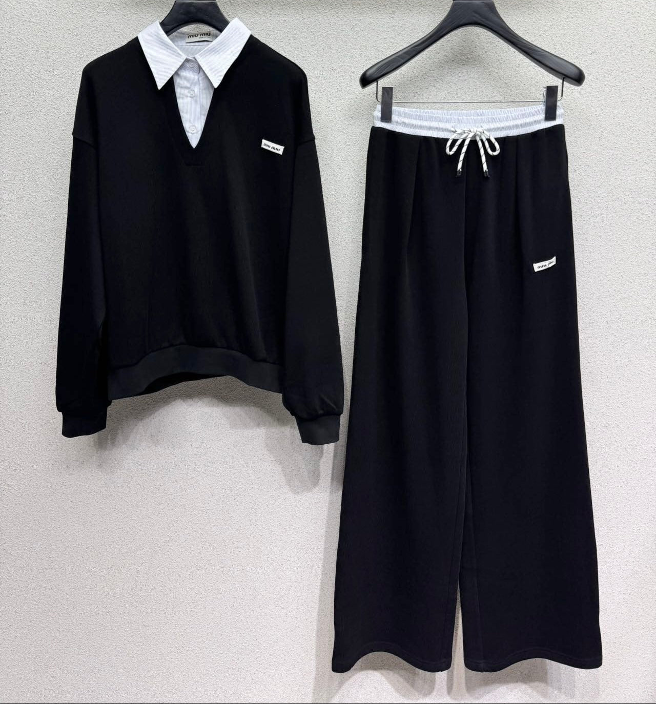 Miumiu 2026 Two-Piece Casual Set Black Cotton 420580