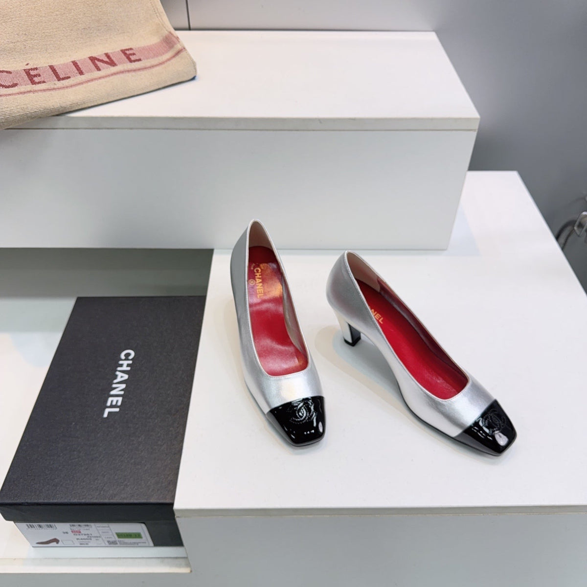 Chanel 2026 Classic Cap-Toe Pumps 65mm Patent Leather 942800