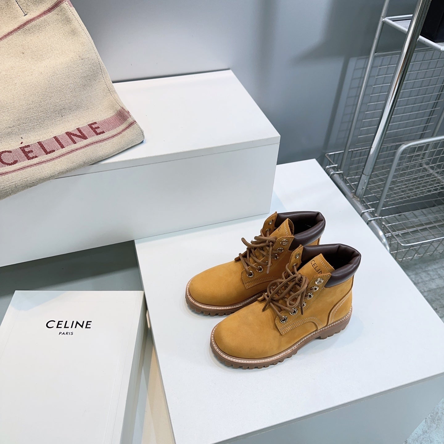 Celine 2026 Martin Lace-Up Boots Nubuck Leather 107294