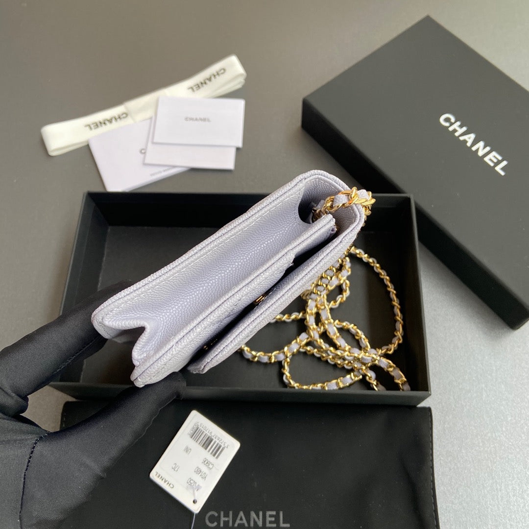 CC Woc 20cm Light Purple Grained Calfskin Gold Hardware