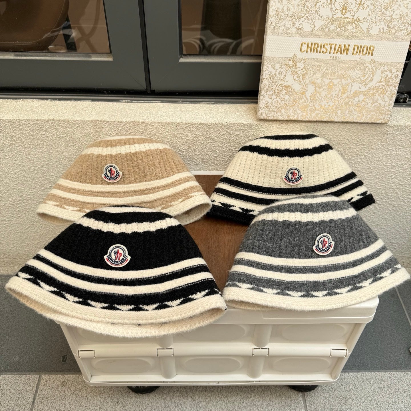 Moncler Striped Knit Bucket Hat 437004