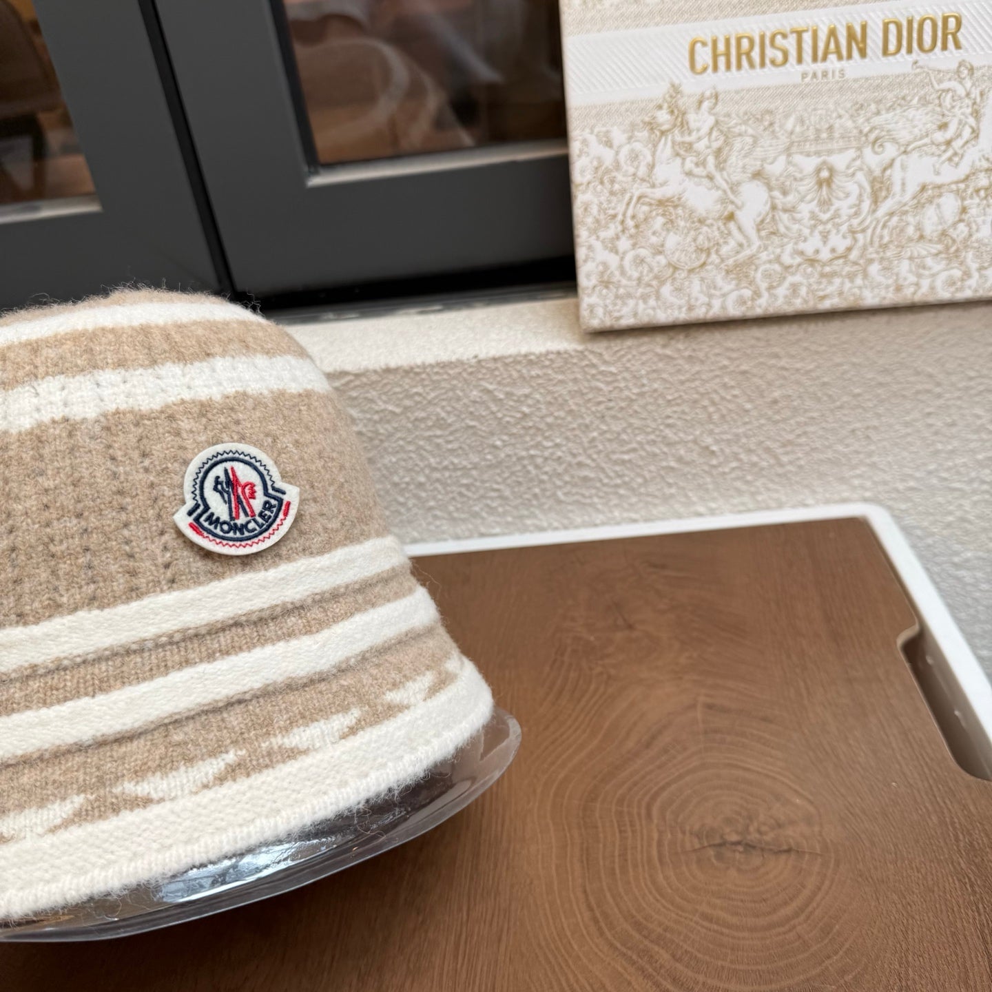 Moncler Striped Knit Bucket Hat 437004