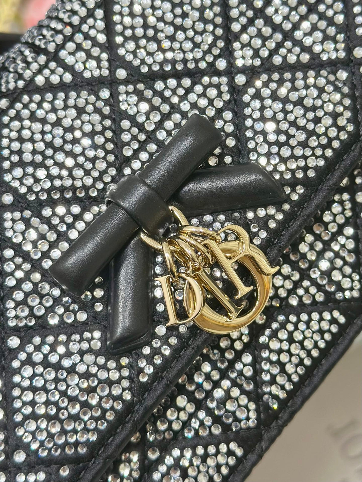 Dior 2026 My Dior Mini Bag 21cm Black Cannage Satin and Strass 405667