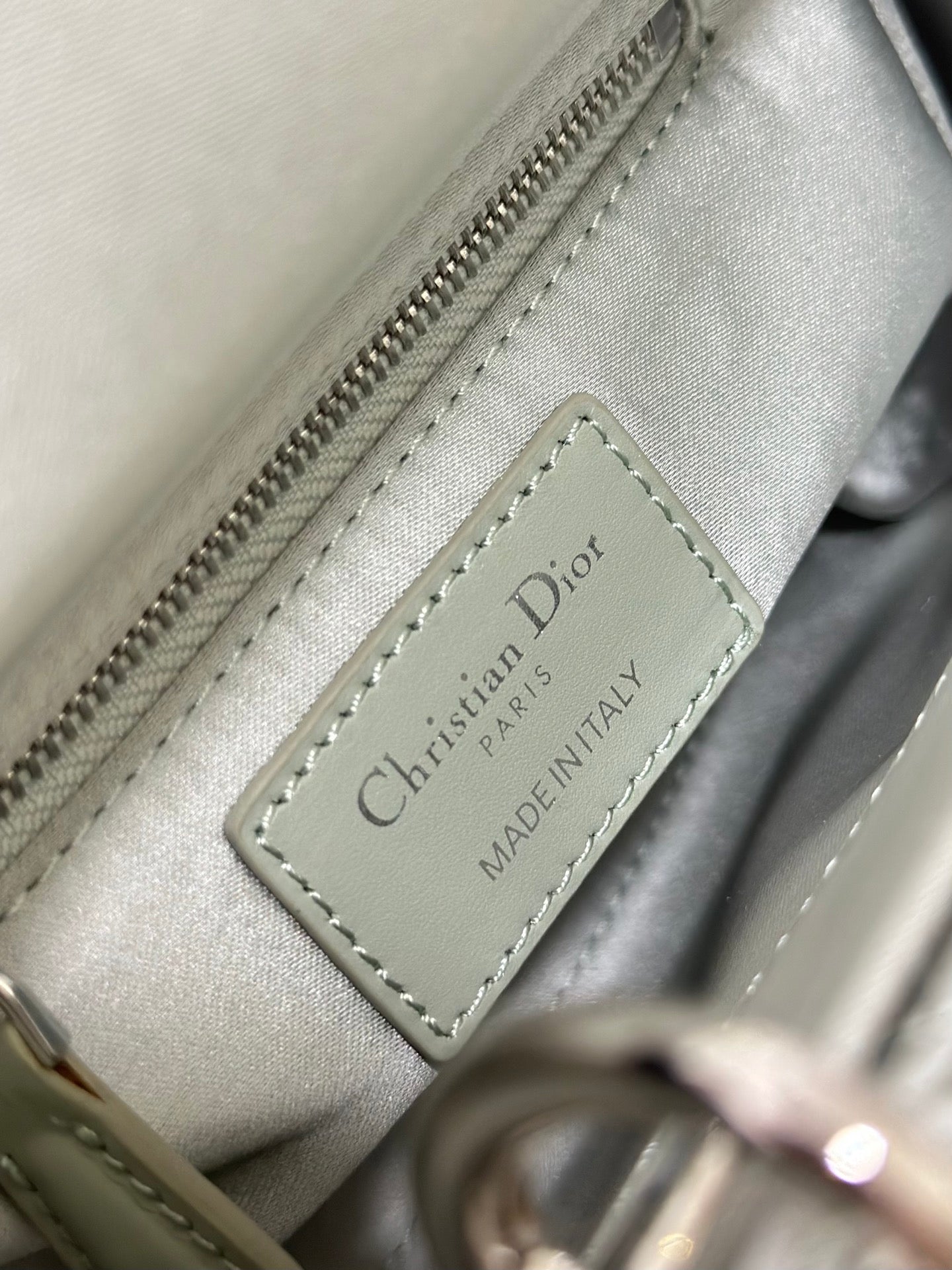 Dior 2026 Lady Dior Bag with Chain 17cm Green Cannage Satin and Strass