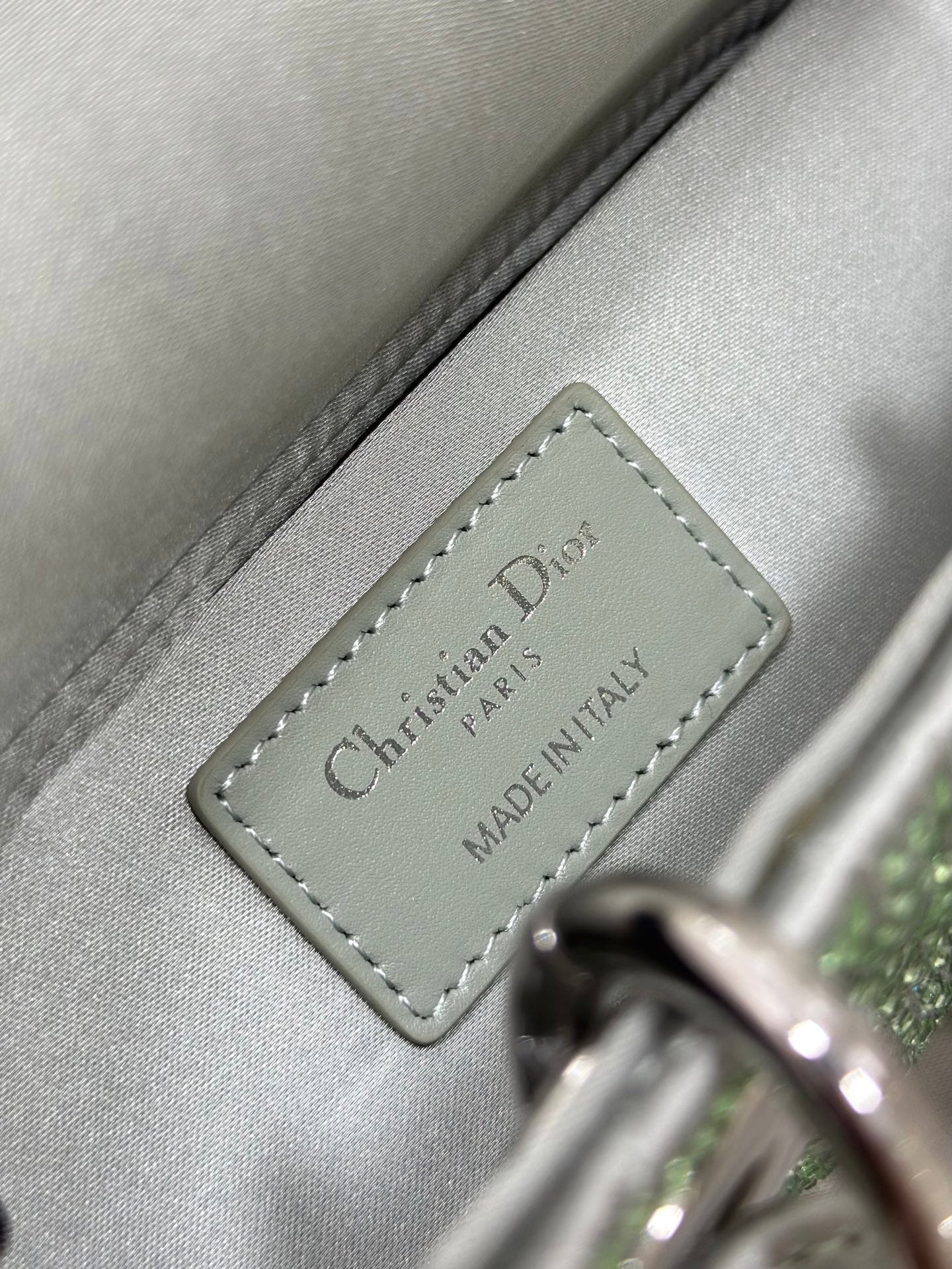 Dior 2026 Dior 2026 Lady D-Joy Bag 19cm Green Cannage Satin and Strass 166357