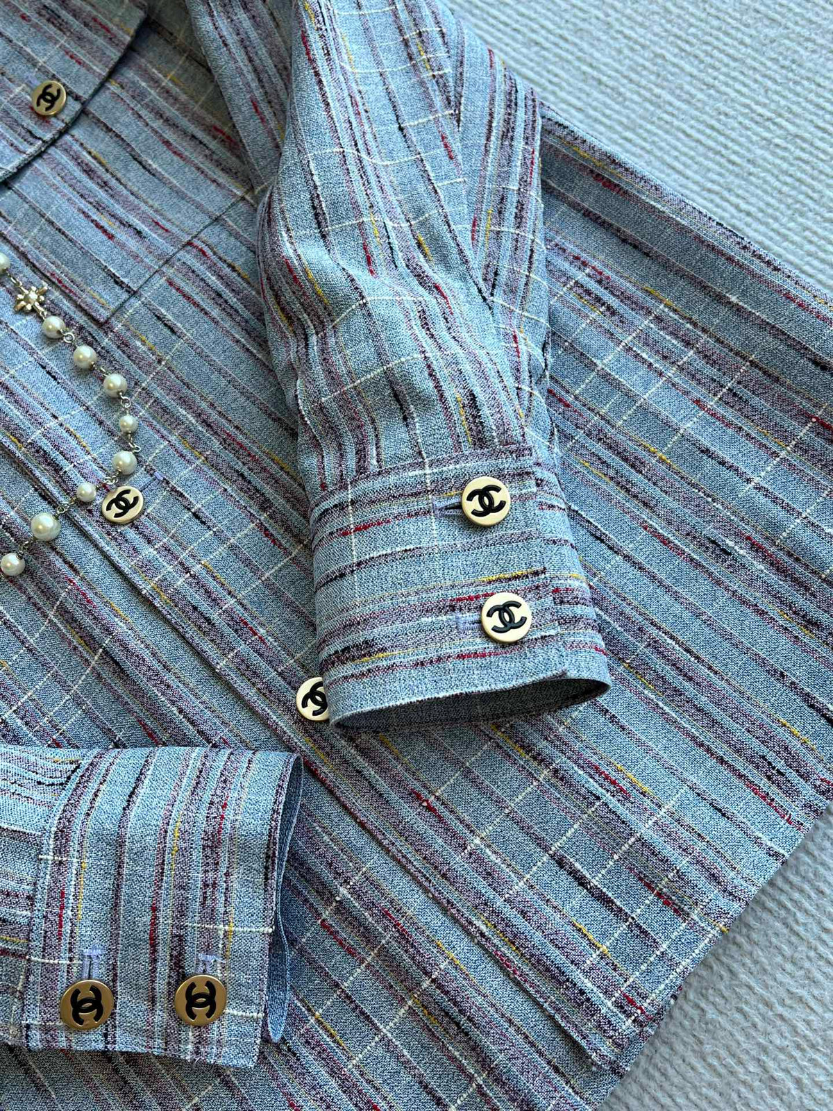 Chanel 2026 Long-Sleeved Jacket And Skirt Set Blue Cotton