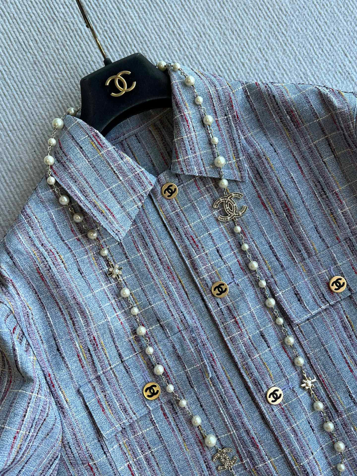 Chanel 2026 Long-Sleeved Jacket And Skirt Set Blue Cotton