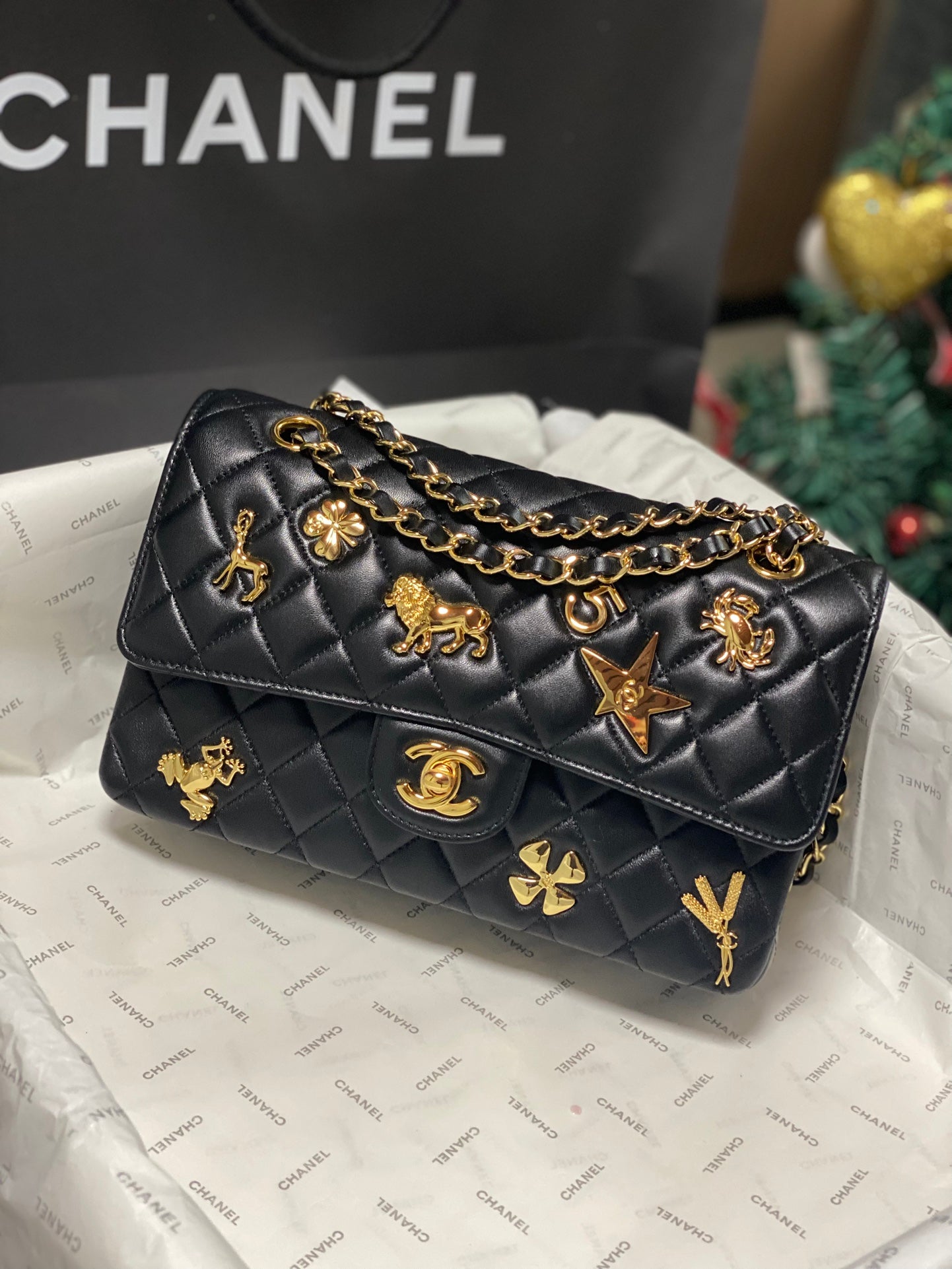 Chanel 2026 Animal Gold Charm Flap Bag Lambskin