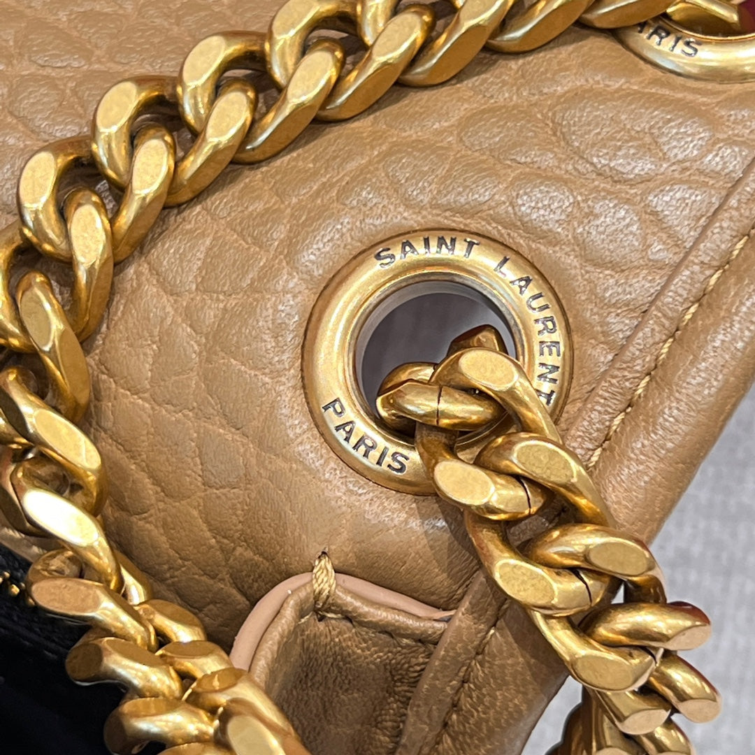 YSL Handbag 28 Tan Brown Pattern Lambskin