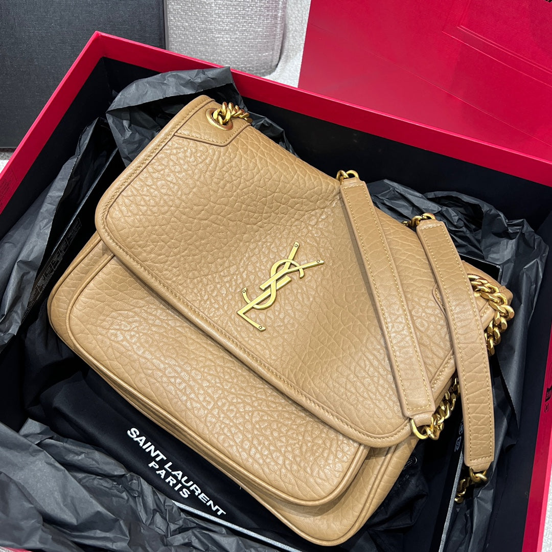 YSL Handbag 28 Tan Brown Pattern Lambskin