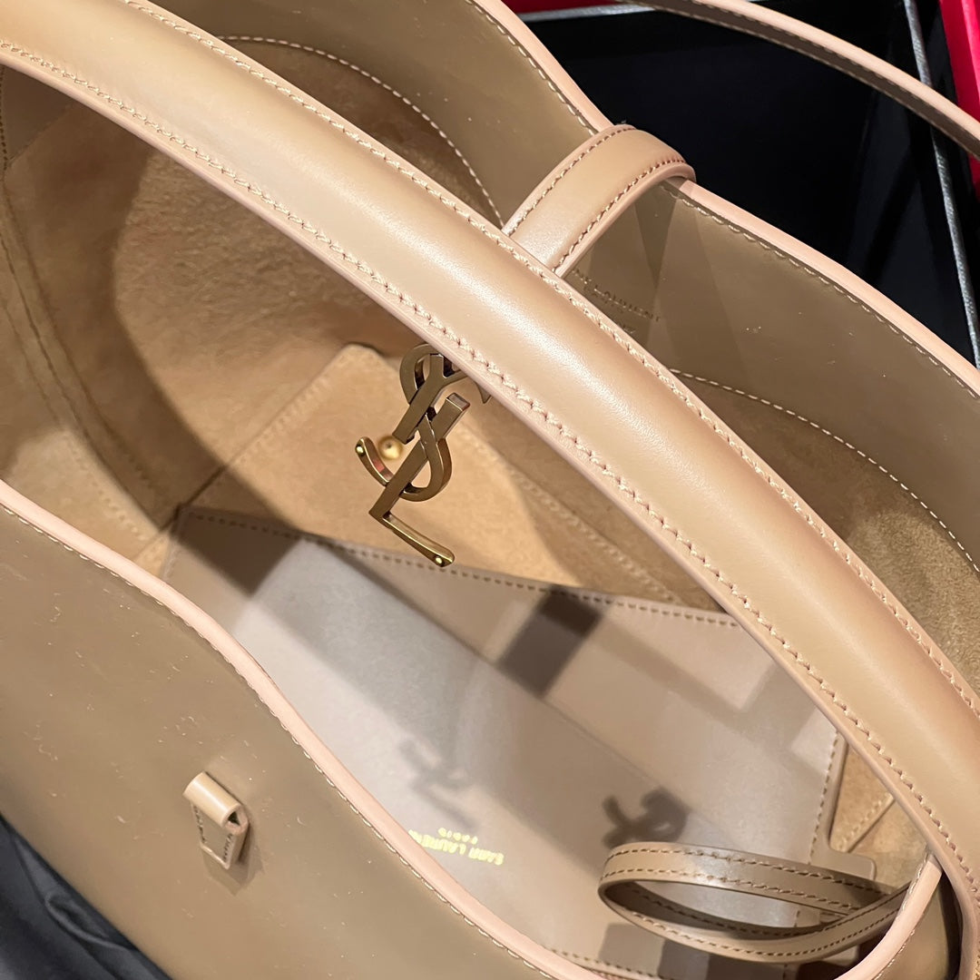 YSL Bucket Bag 20 Taupe Calfskin Leather