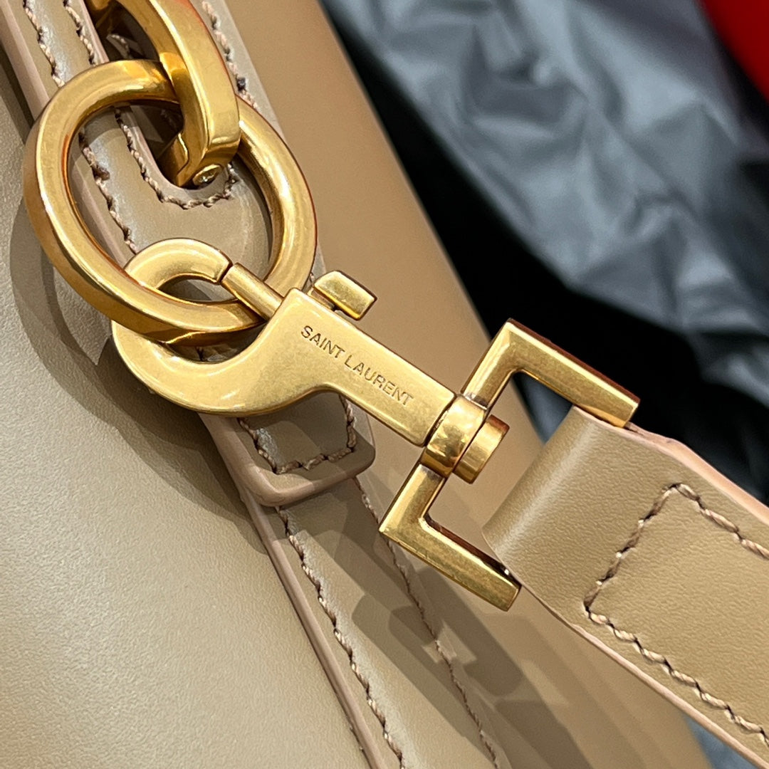 YSL Bucket Bag 17 Taupe Calfskin Leather