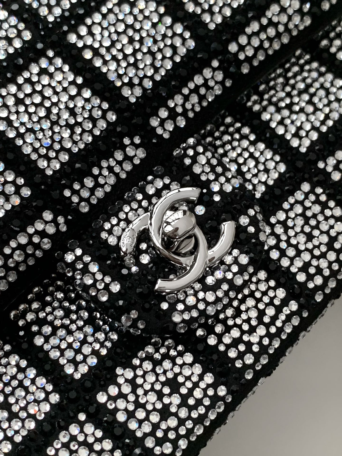Chanel 2026 Crystal Embellished Flap Bag 20cm Black Silver Hardware Leather