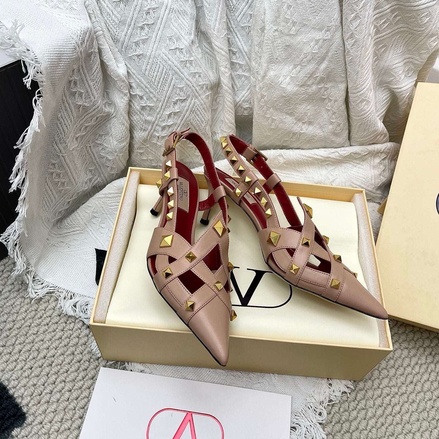 VT 26s Slingback 60 Dark Beige Burgundy Lambskin 611370