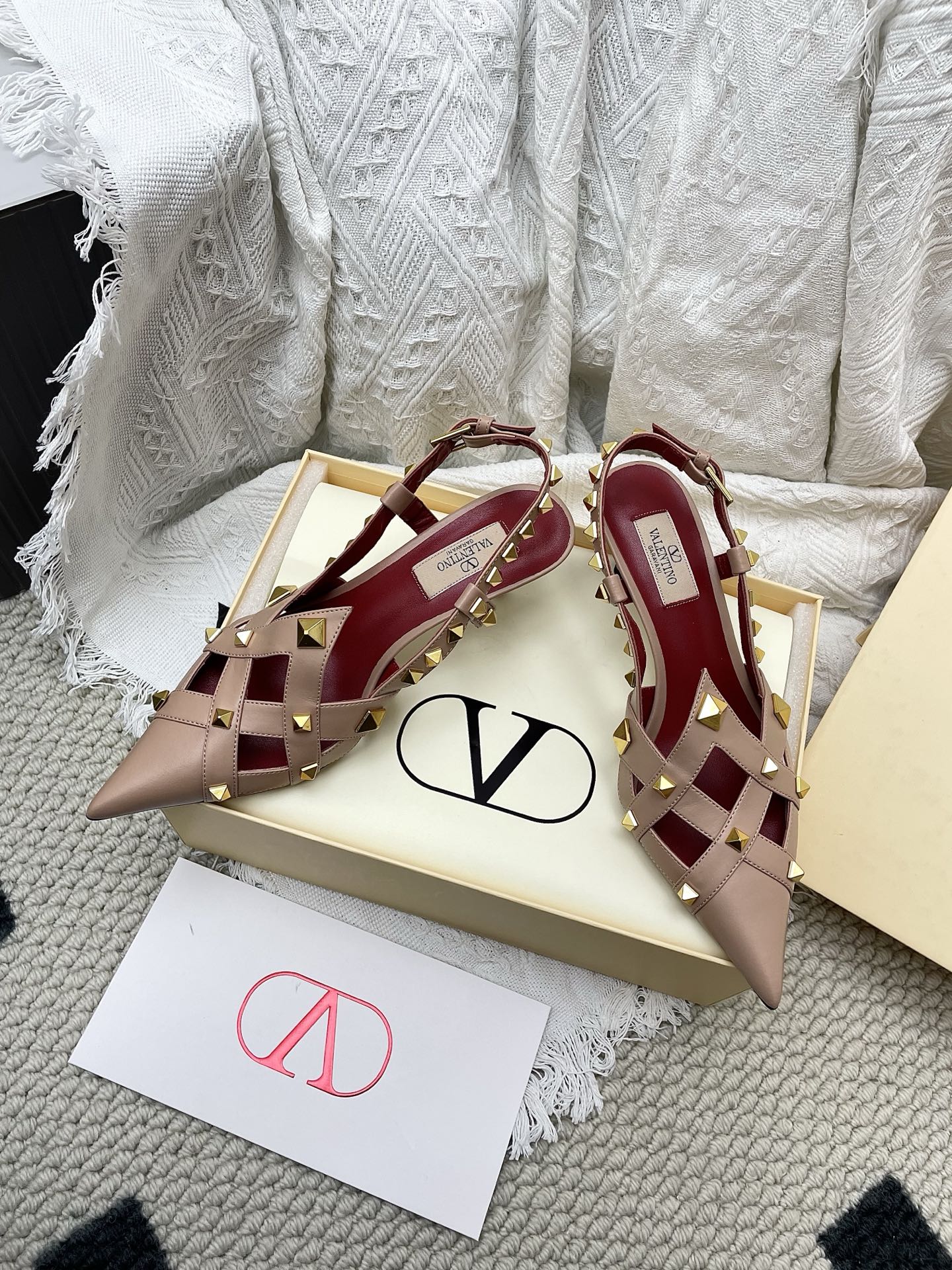 VT 26s Slingback 60 Dark Beige Burgundy Lambskin 611370