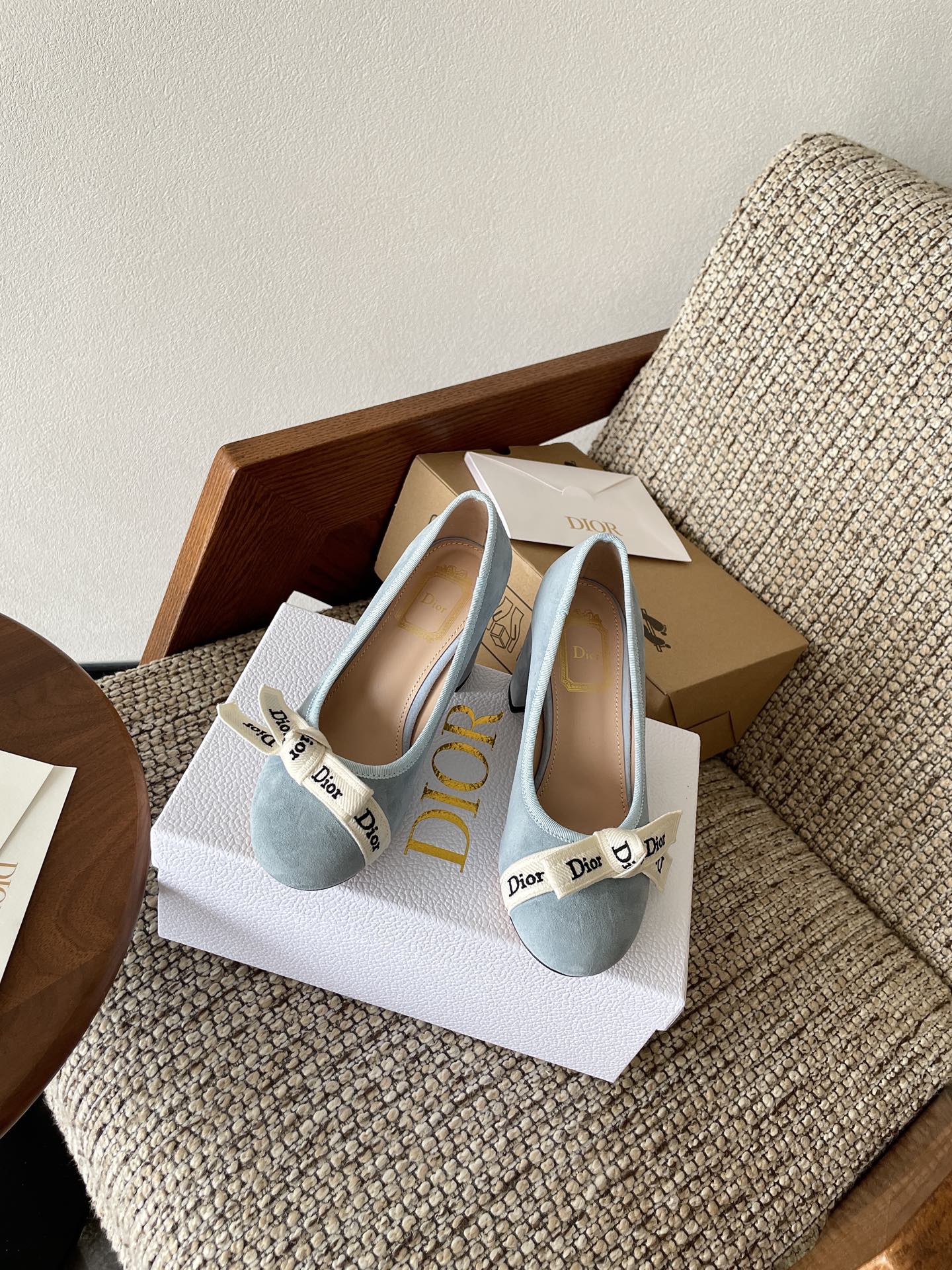 Dior 2026 Embroidered Ribbon Pumps 80mm Suede Canvas Leather 975505