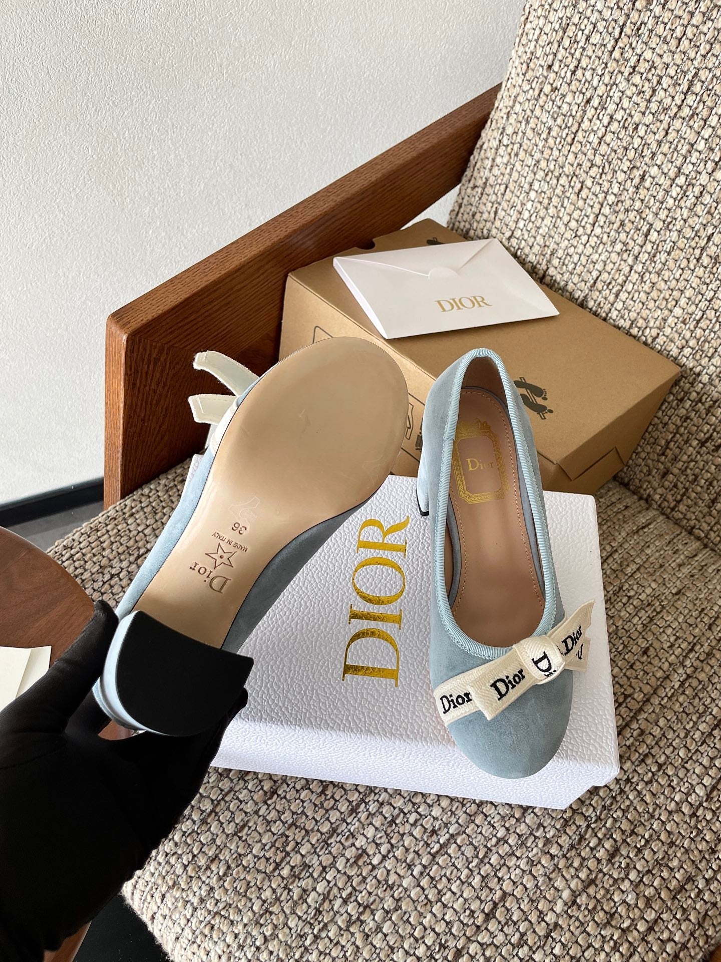 Dior 2026 Embroidered Ribbon Pumps 80mm Suede Canvas Leather 975505