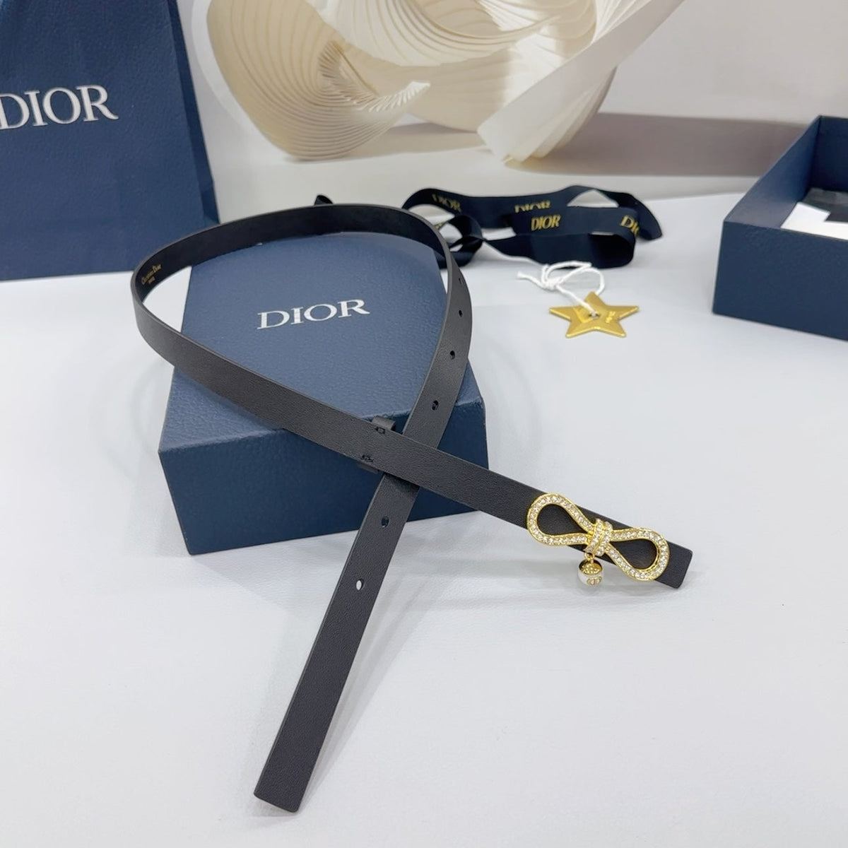Dior 2026 Le Nœud De Gold Bow Buckle Belt 15mm 184754