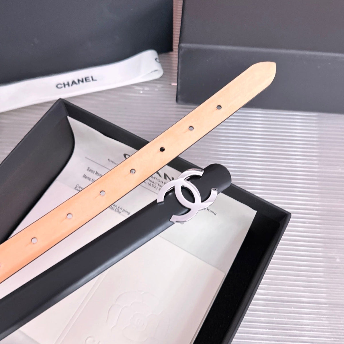 Chanel 2026 CC Logo Slim Belt 20mm Leather 212320