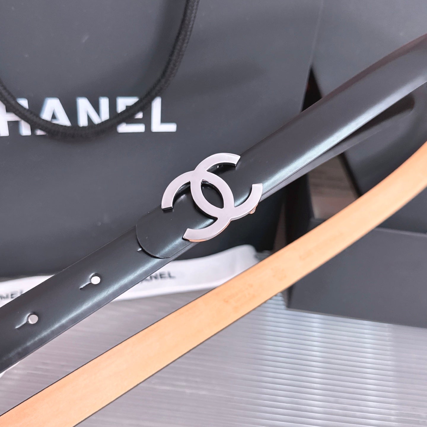 Chanel 2026 CC Logo Slim Belt 20mm Leather 212320