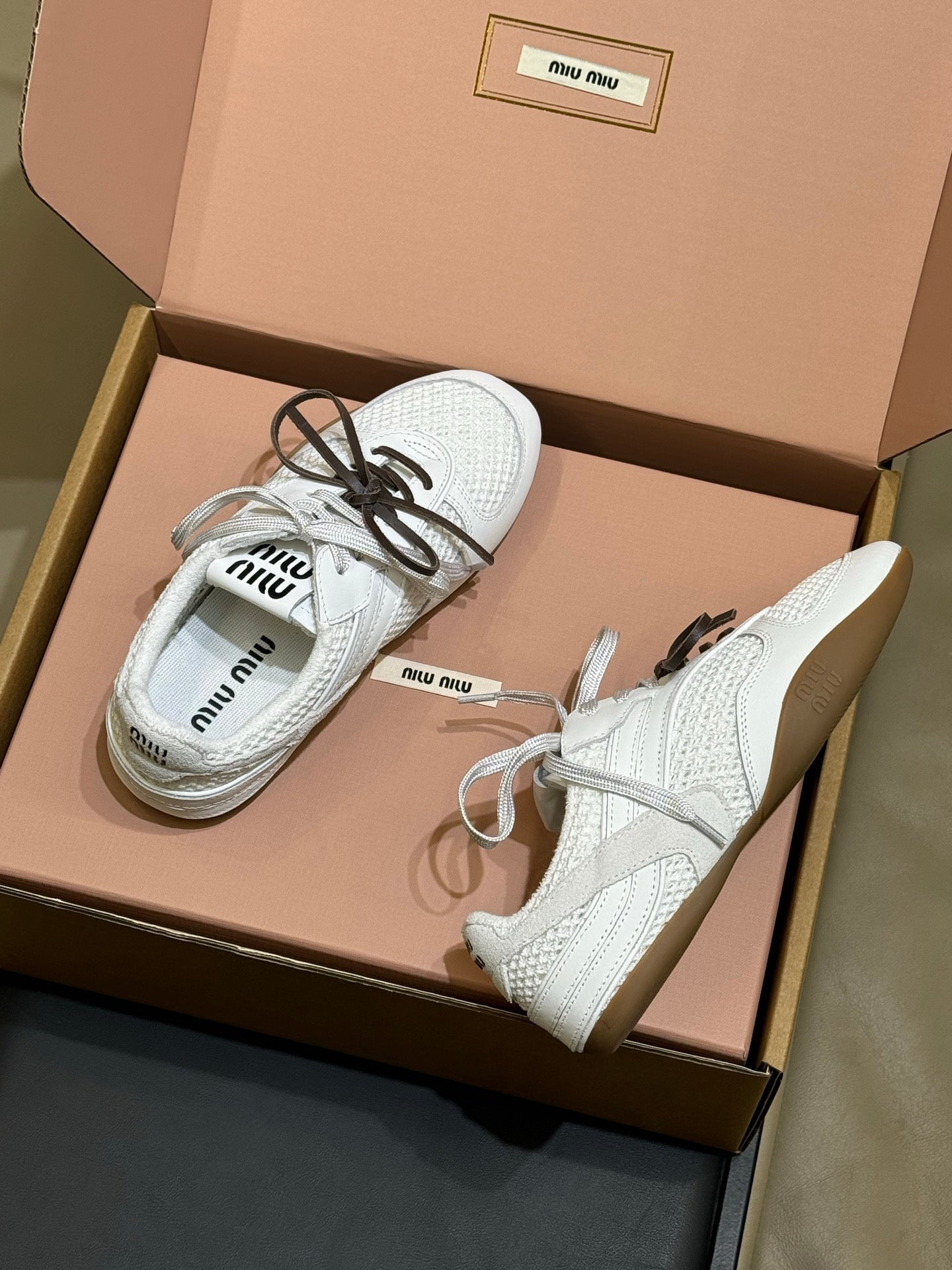 Miu Miu 2026 Tyre Sneaker White Mesh Leather 621348