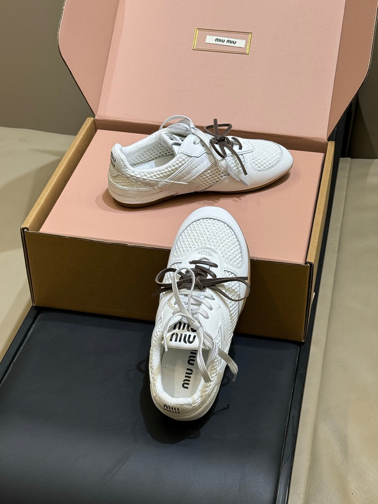 Miu Miu 2026 Tyre Sneaker White Mesh Leather 621348