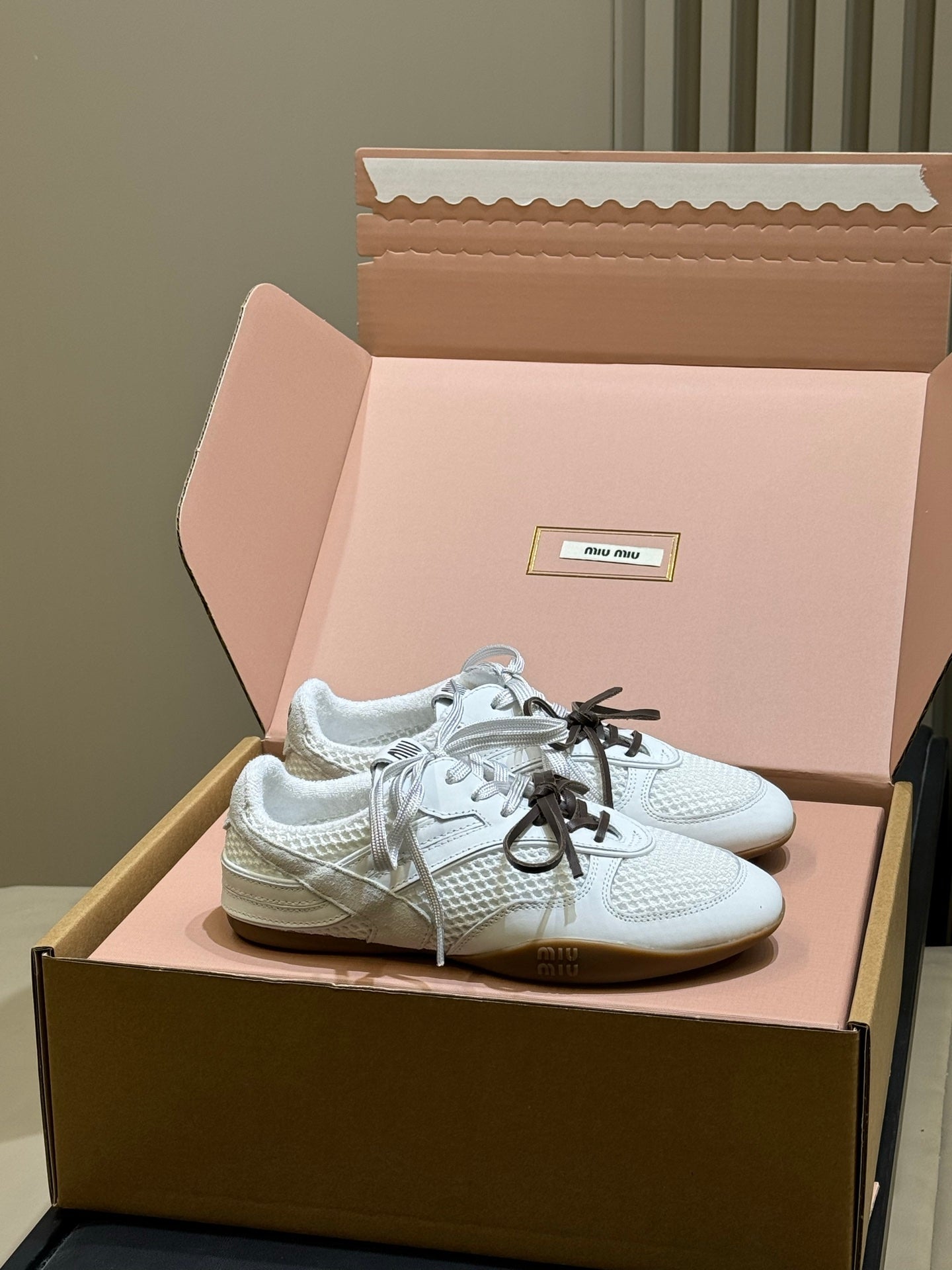 Miu Miu 2026 Tyre Sneaker White Mesh Leather 621348