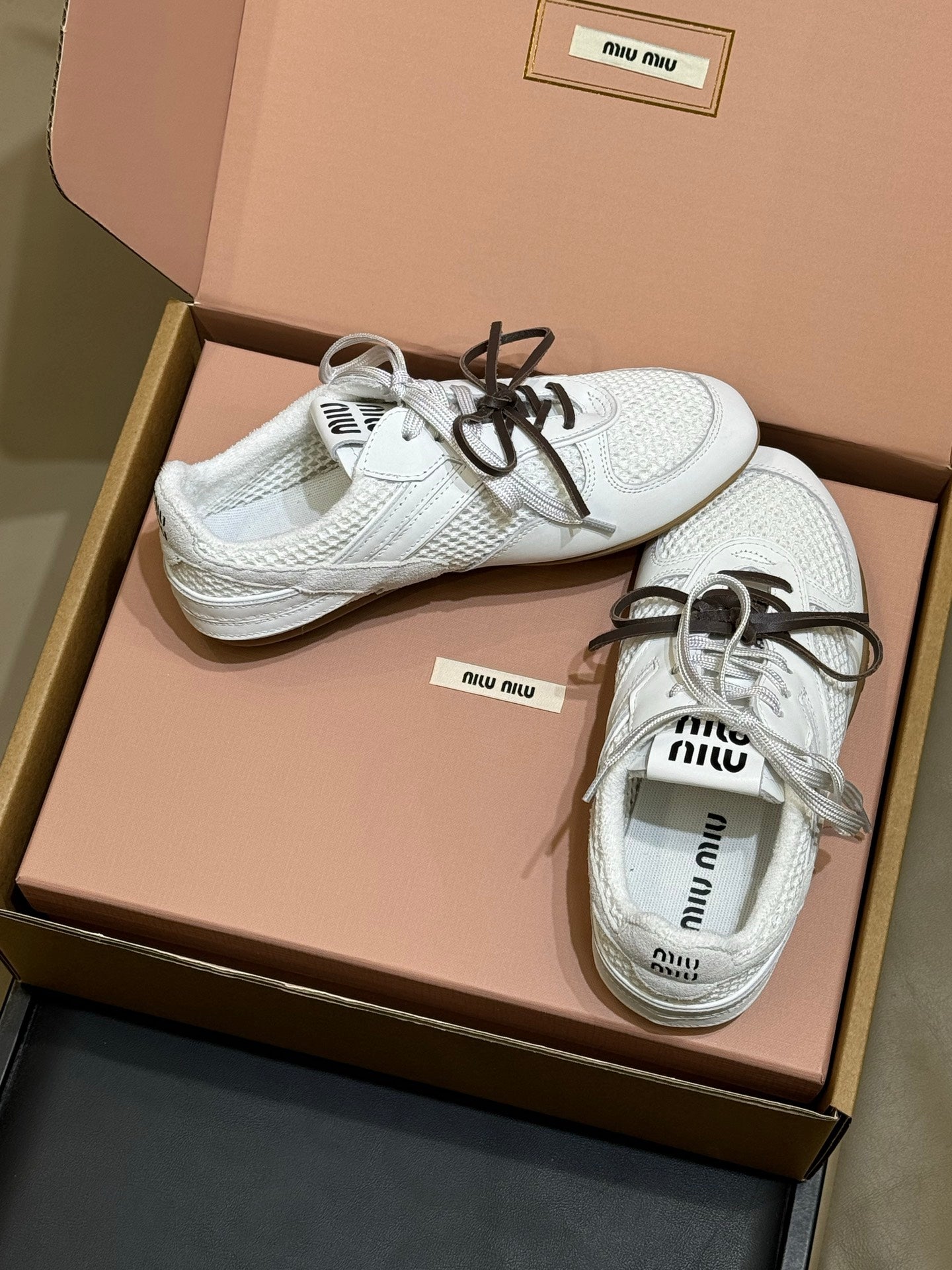 Miu Miu 2026 Tyre Sneaker White Mesh Leather 621348