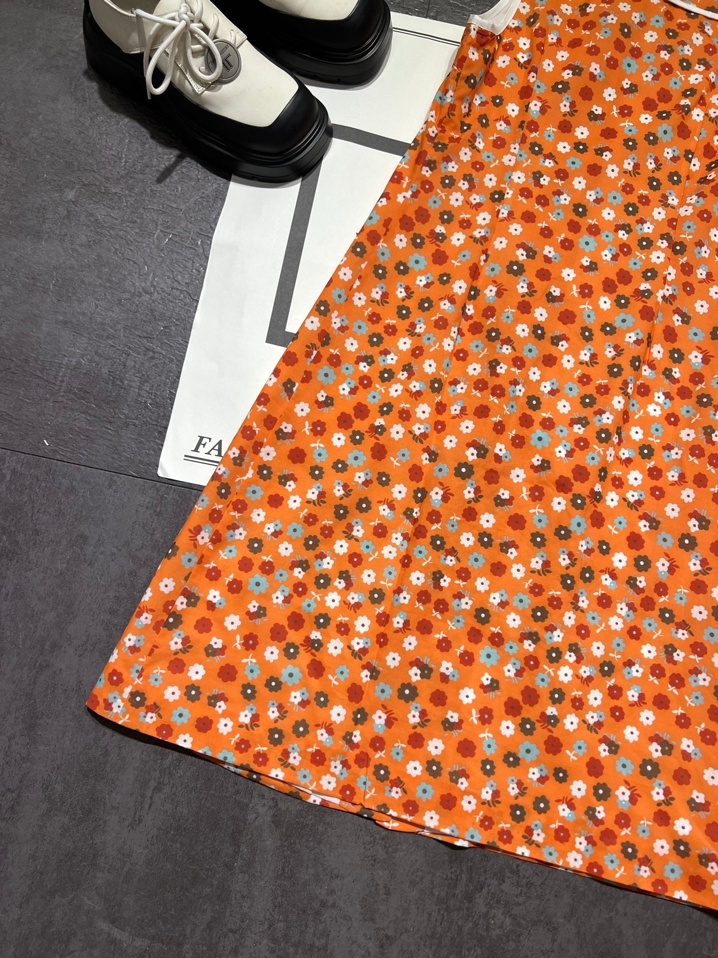 Miumiu 2026 Flower Dress Orange mix Colors Cotton 187754