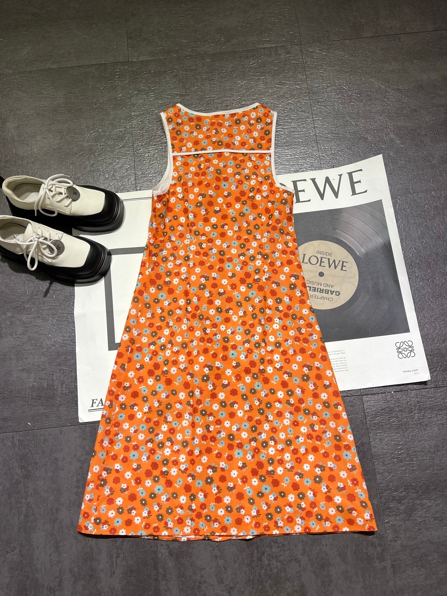 Miumiu 2026 Flower Dress Orange mix Colors Cotton 187754