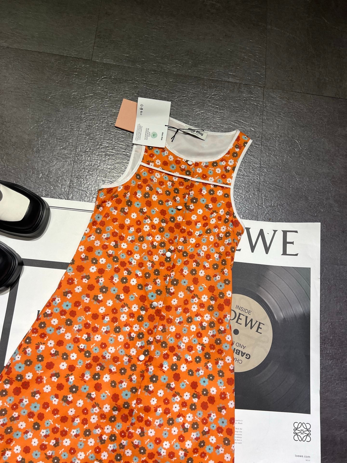 Miumiu 2026 Flower Dress Orange mix Colors Cotton 187754