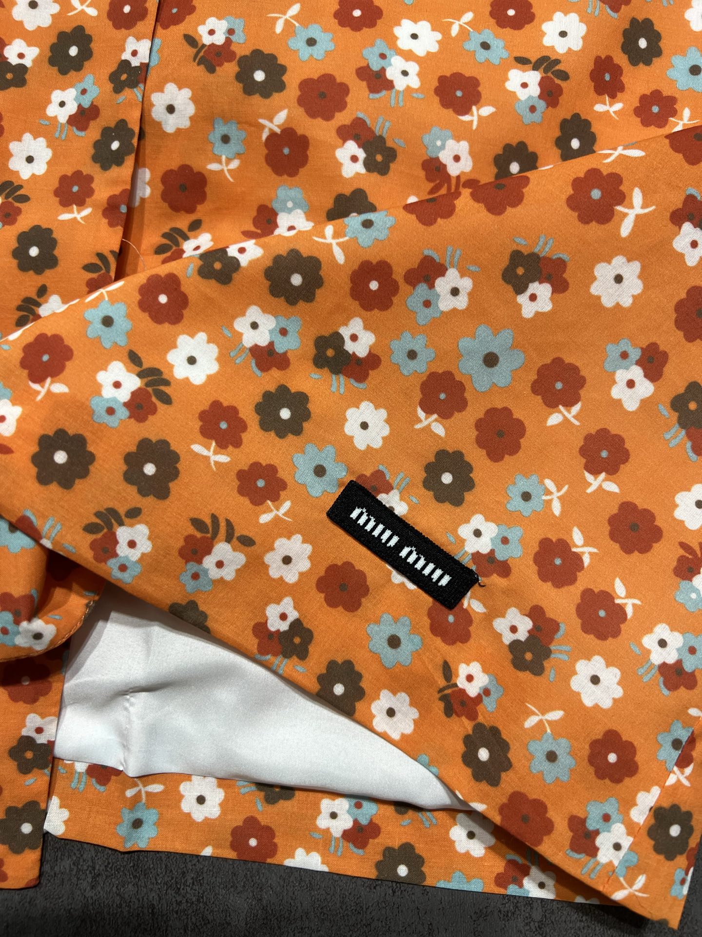 Miumiu 2026 Flower Dress Orange mix Colors Cotton 187754