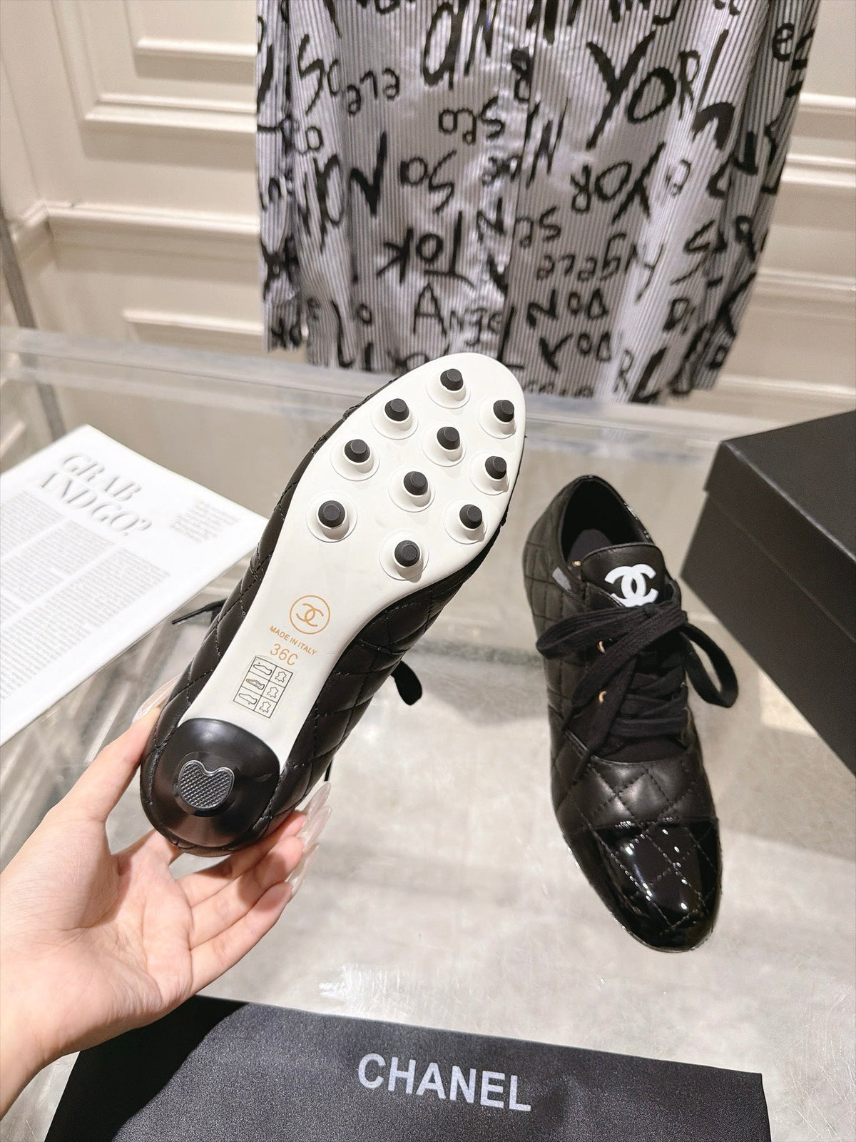 Chanel 2026 Quilted Lace-Up Pumps 70mm Leather 124286