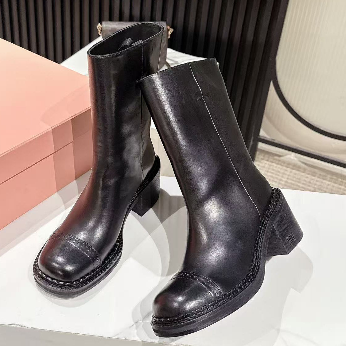 Miu Miu 2026 Boot 50mm Black Calfskin 621334