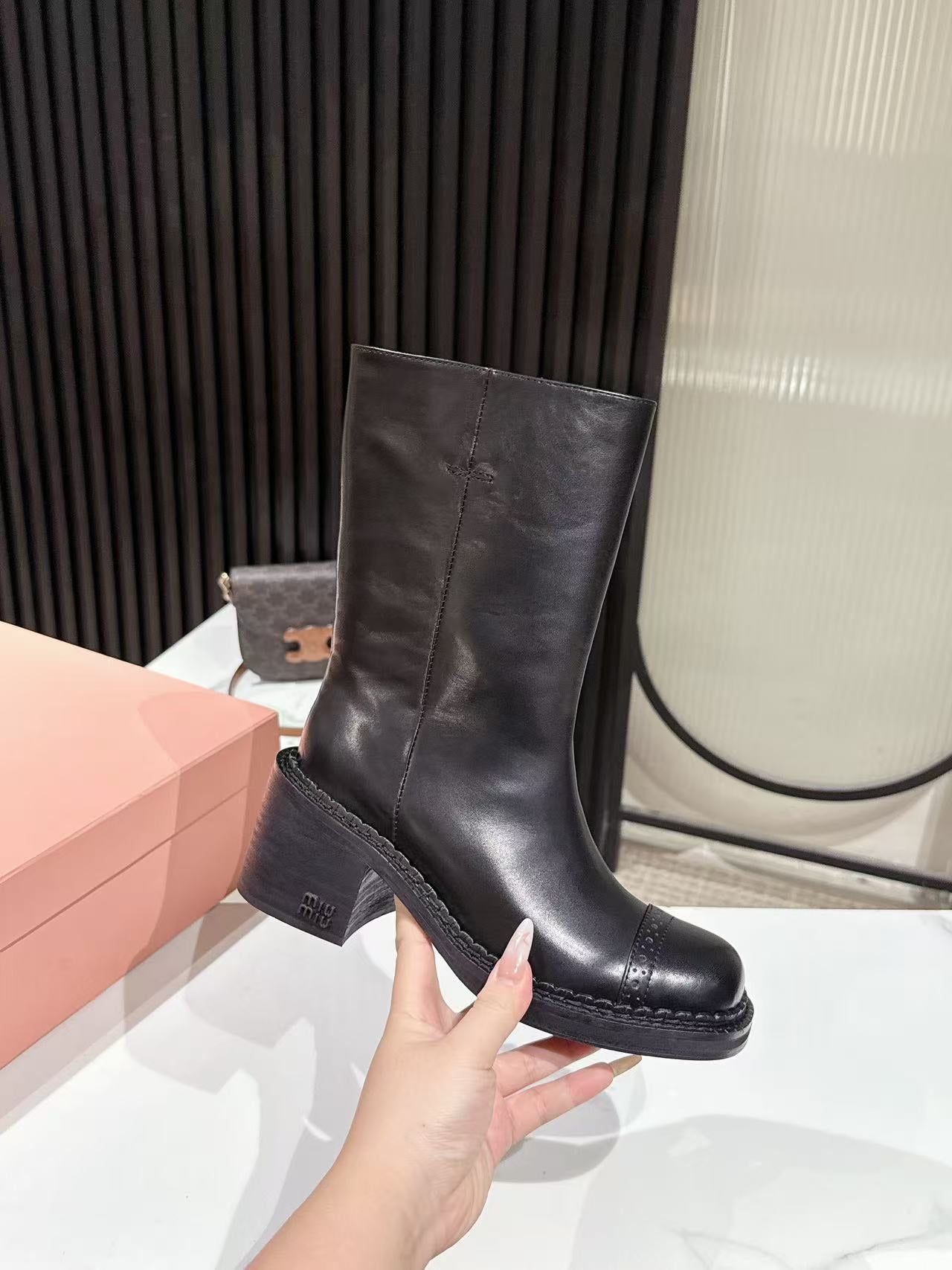 Miu Miu 2026 Boot 50mm Black Calfskin 621334