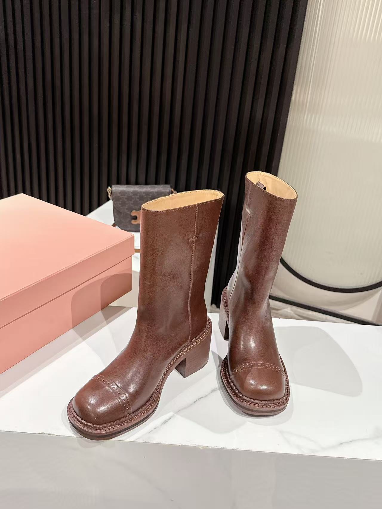 Miu Miu 2026 Boot 50mm Brown Calfskin 621335