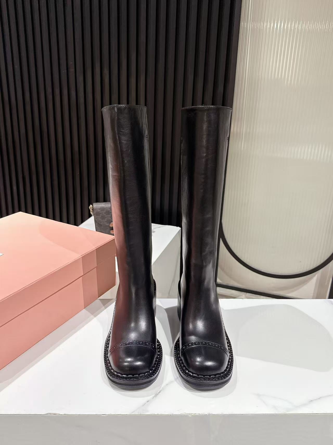 Miu Miu 2026 High Boot 50mm Black Calfskin 621332