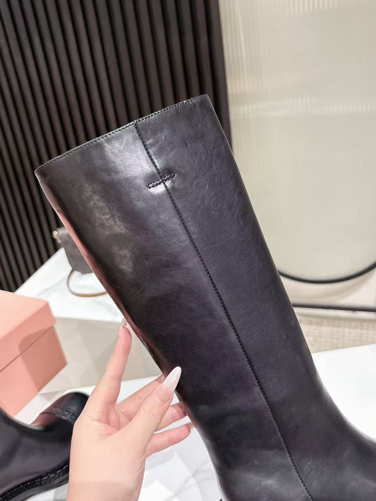 Miu Miu 2026 High Boot 50mm Black Calfskin 621332
