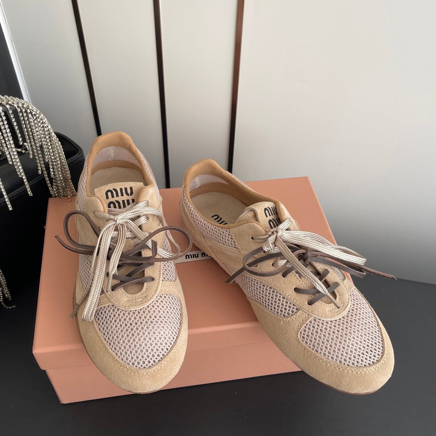 MIU 26 Casual Sneaker Beige Fabric Suede 631630