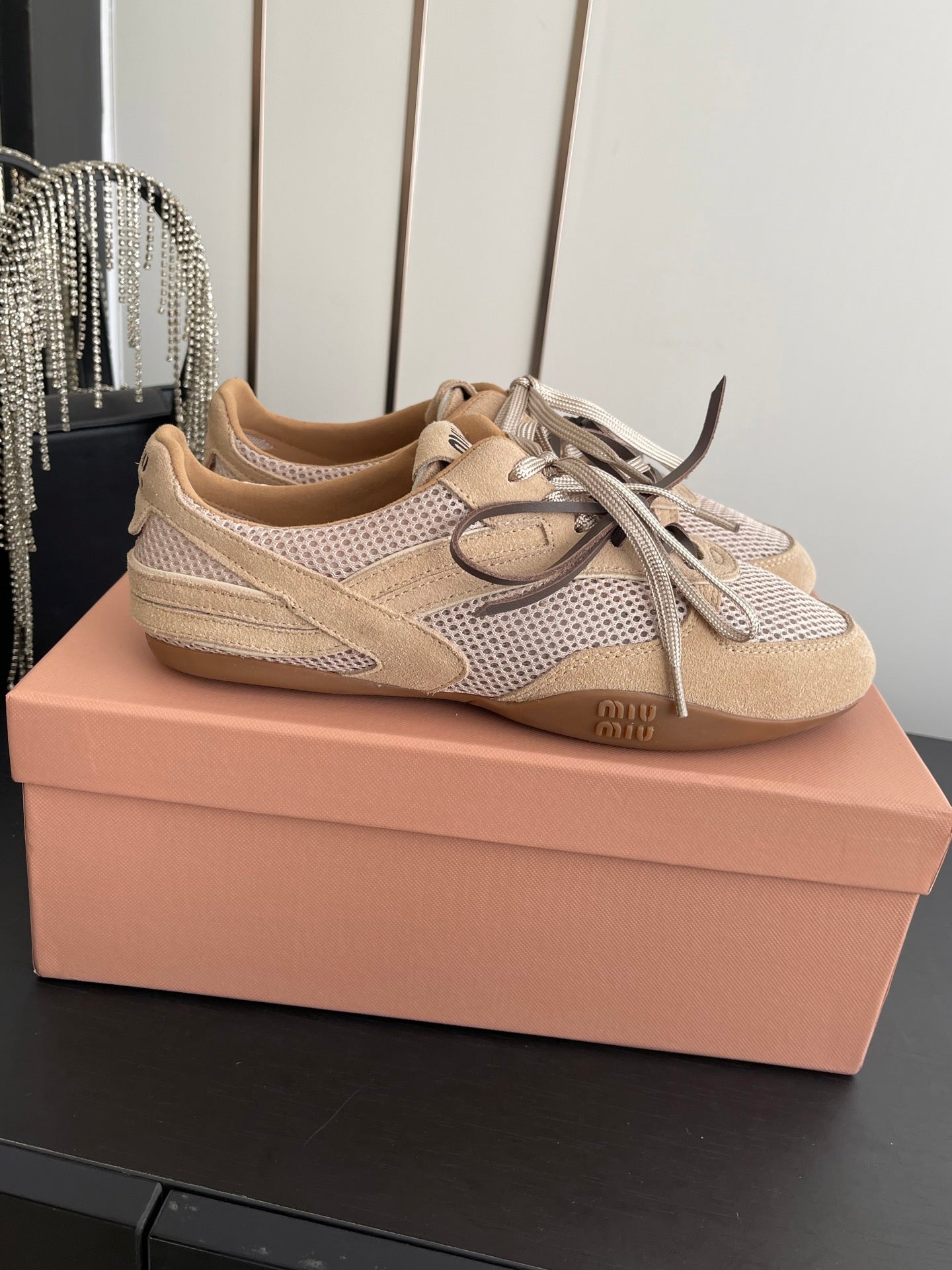 MIU 26 Casual Sneaker Beige Fabric Suede 631630