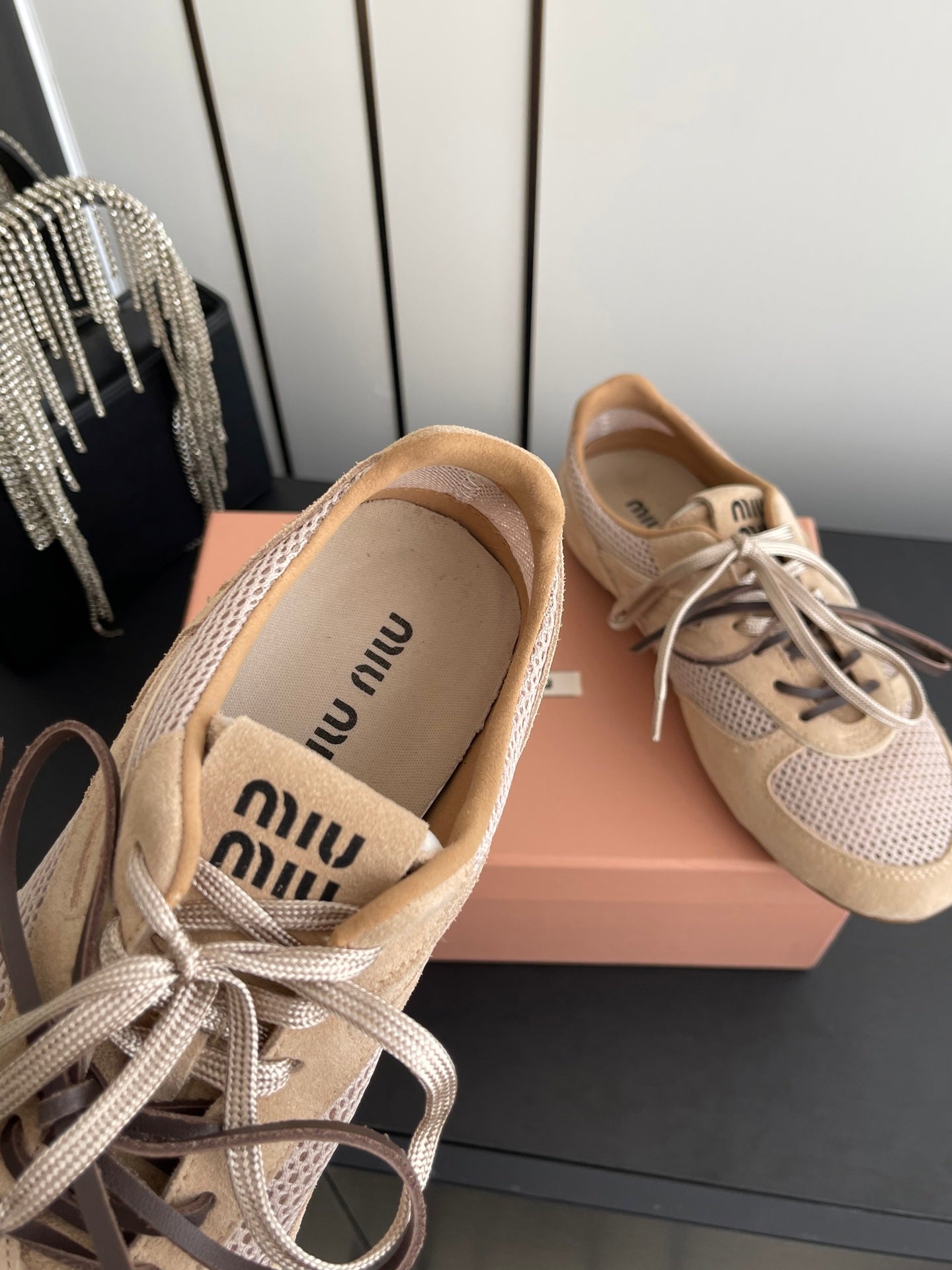 MIU 26 Casual Sneaker Beige Fabric Suede 631630