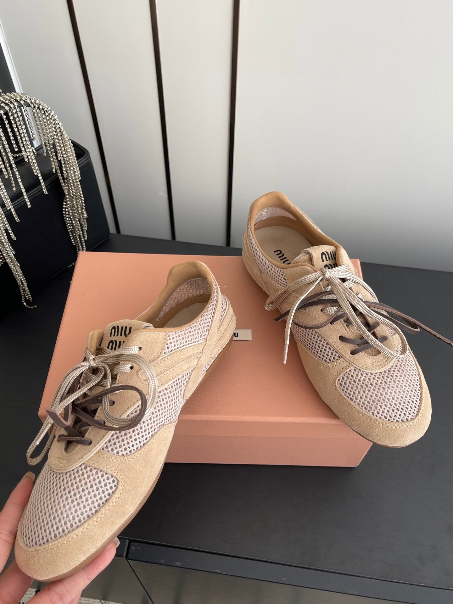 MIU 26 Casual Sneaker Beige Fabric Suede 631630