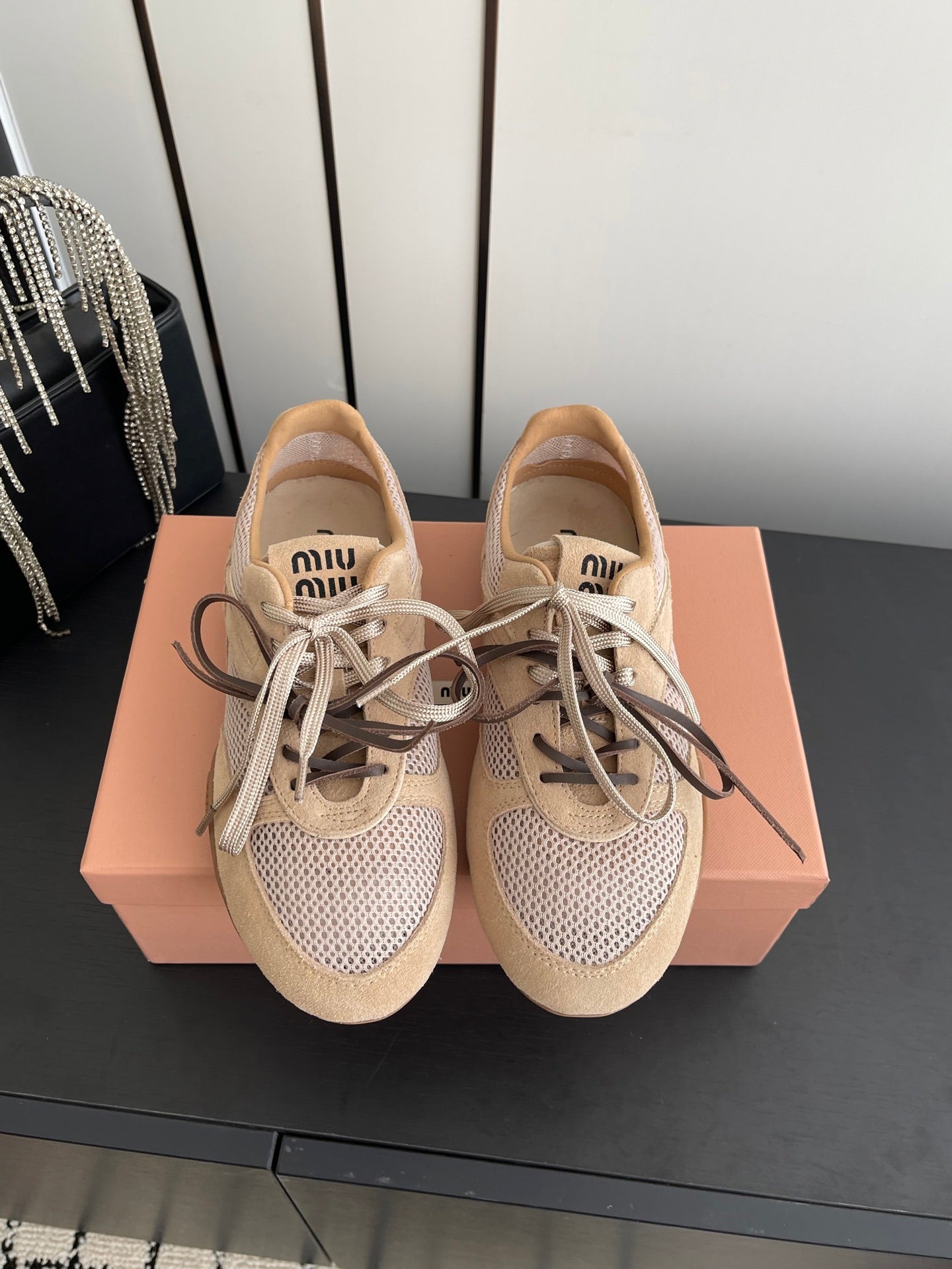 MIU 26 Casual Sneaker Beige Fabric Suede 631630