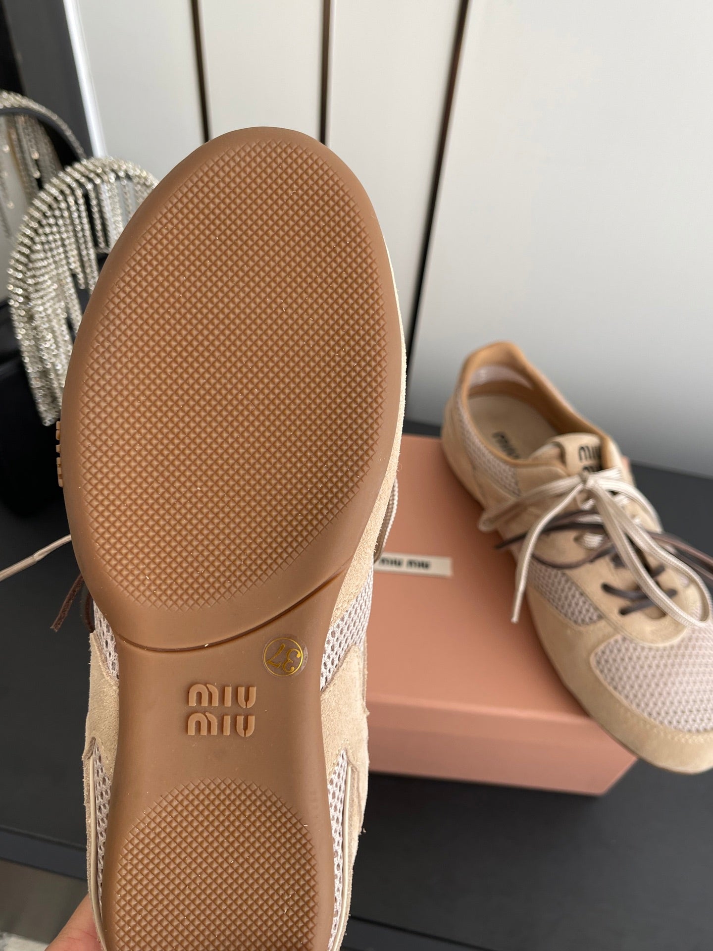 MIU 26 Casual Sneaker Beige Fabric Suede 631630