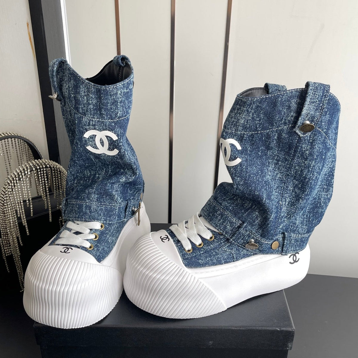 Chanel 2026 Chunky Ankle Boots Denim 176744