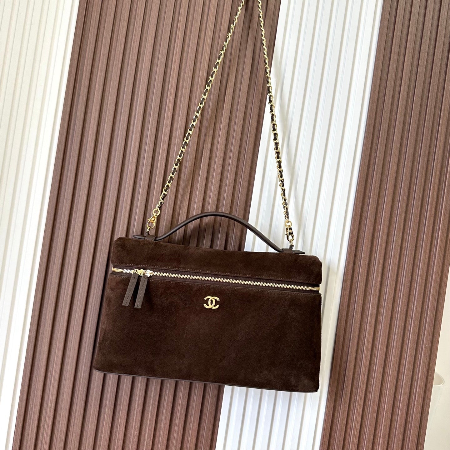 Chanel 2026 Vanity Bag With Chain Suede Leather