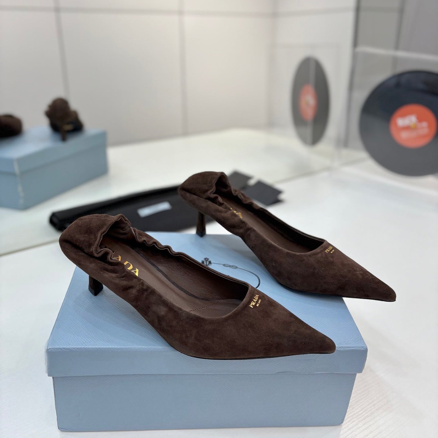 PRA 26S Pointed Toe High Heels 55 Dark Brown Suede 627129