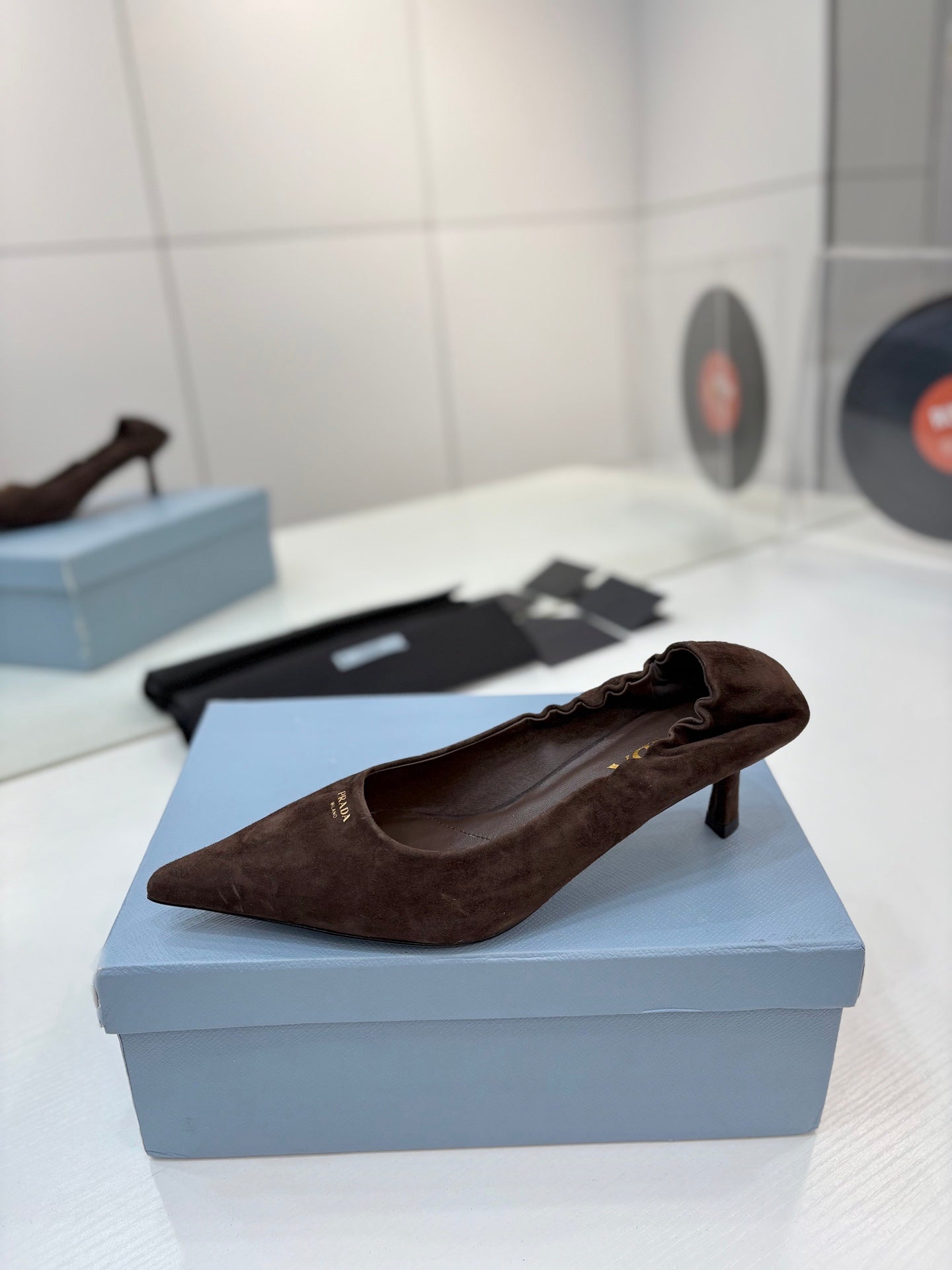 PRA 26S Pointed Toe High Heels 55 Dark Brown Suede 627129