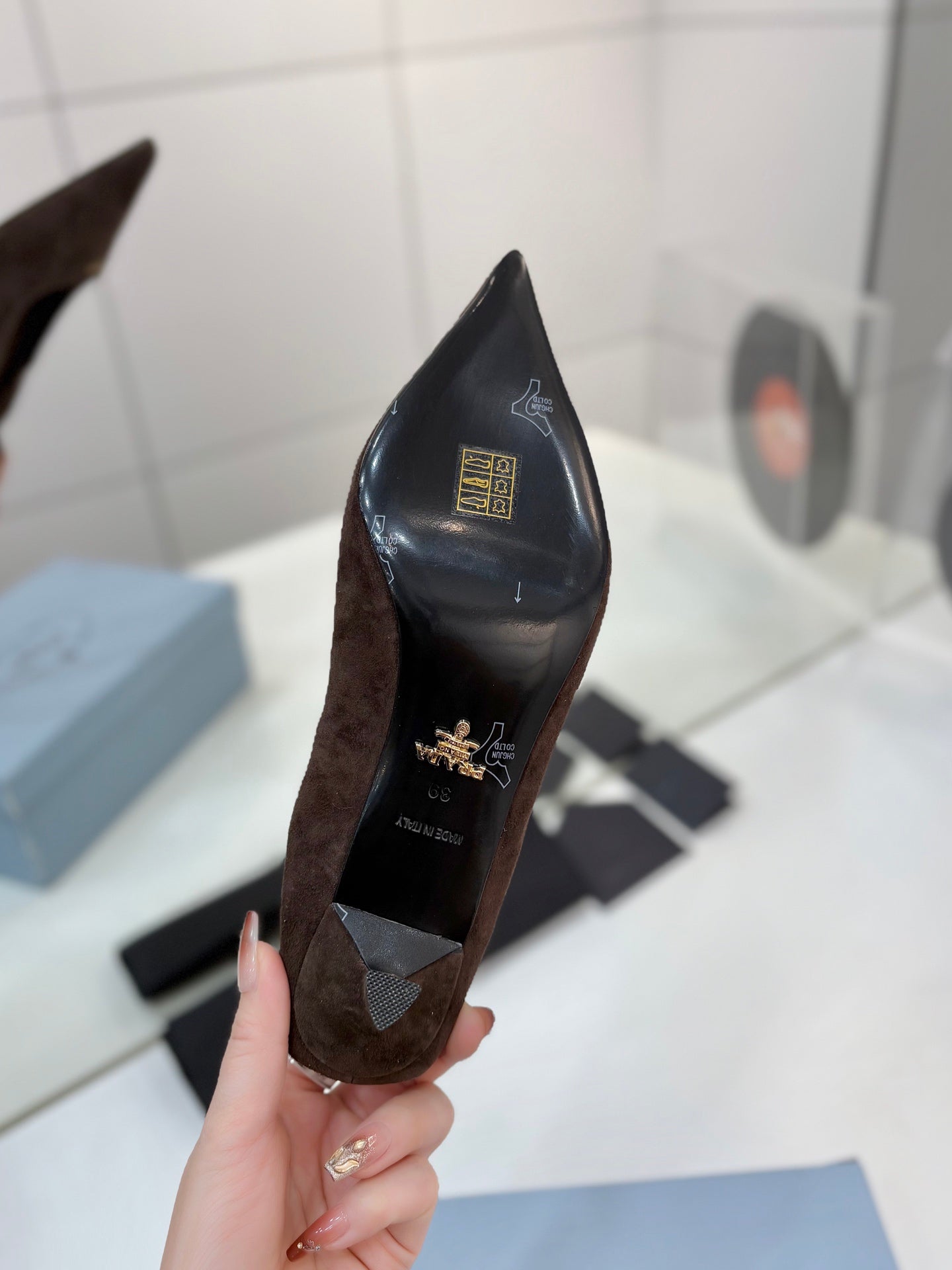 PRA 26S Pointed Toe High Heels 55 Dark Brown Suede 627129