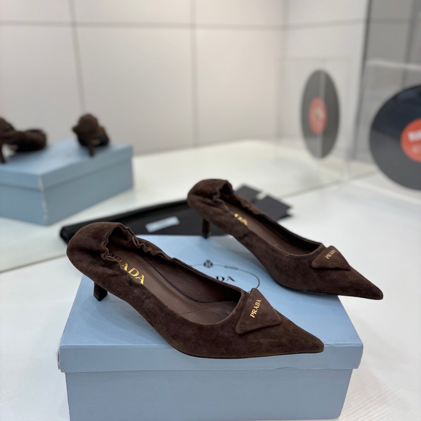 PRA 26S Pointed Toe High Heels 55 Dark Brown Suede 627134